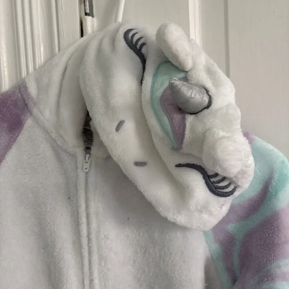 Saint Eve‎ Kids Youth Hooded Fleece Unicorn Sleeper Purple Size Small 7/8